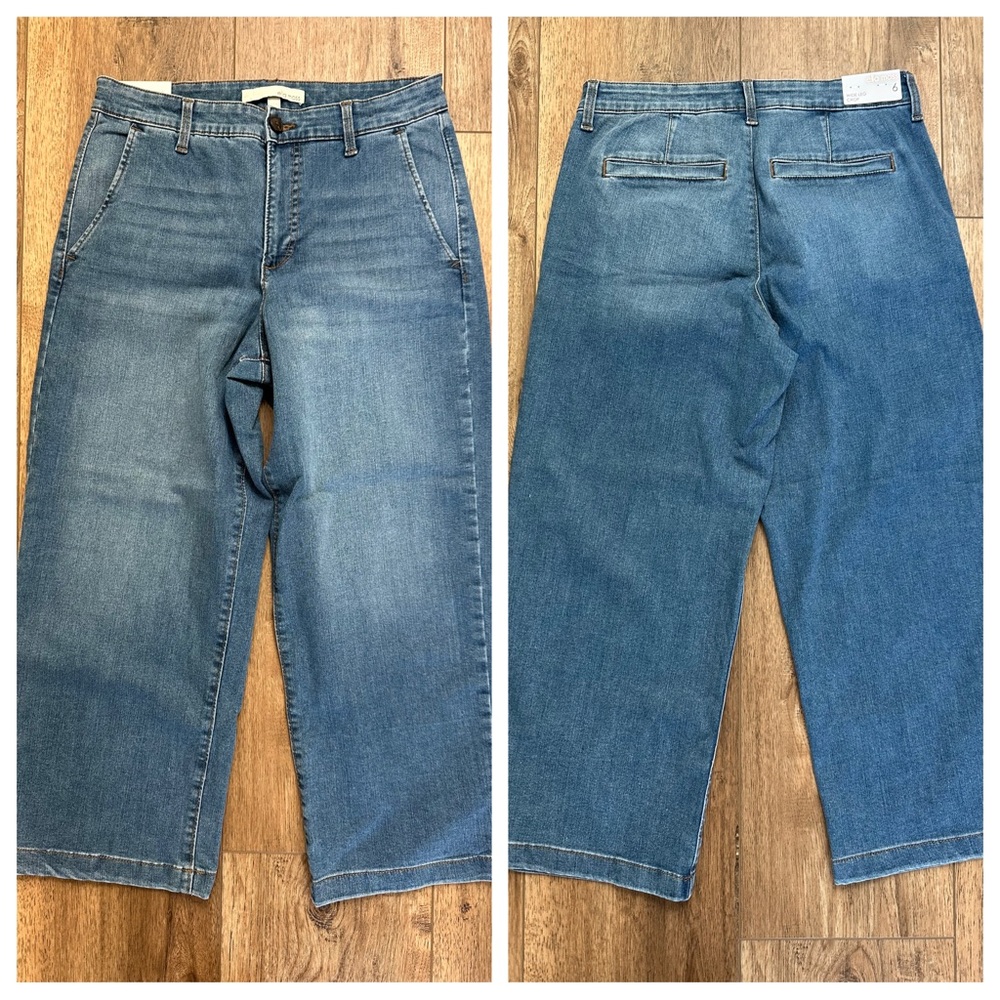 NWT! Ella Moss Wide Leg Crop Pants, Denim, High-Rise, Medium Wash, Size 6 - Picture 9 of 12